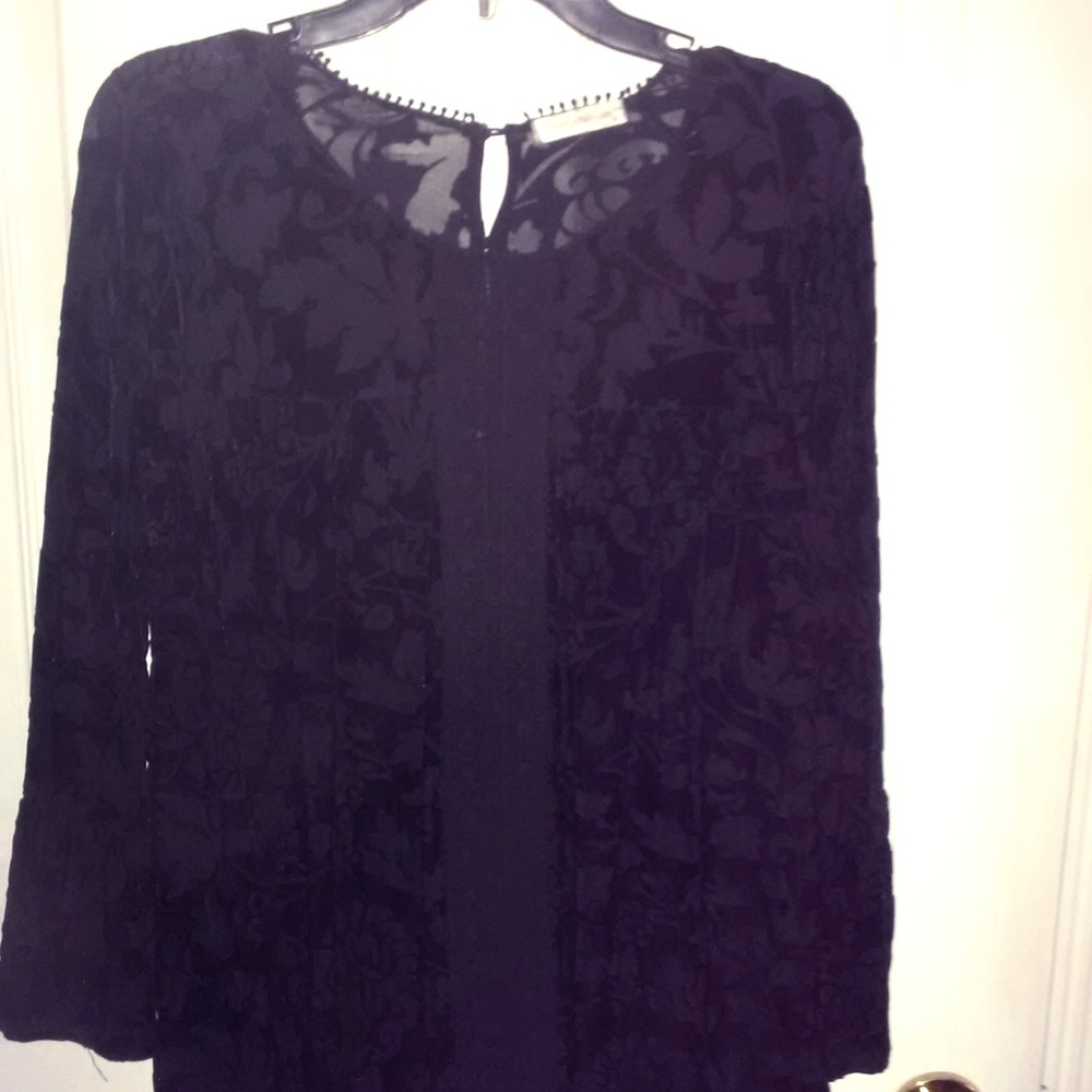 JohnPaulRichard Velvet Designer Black Top in Small